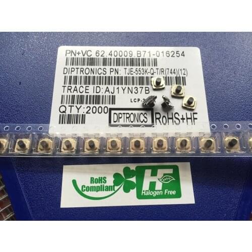 Taiwan Yuan DIP TJE-553K-Q-T/R 5*5*3.5 Tact Switch Key Switch Inner Sticker 4 Feet