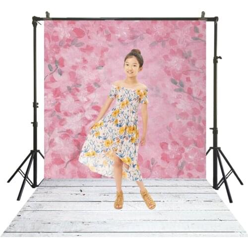 Traditional Studio Backdrop Painting Pink Floral Photography Polyester Cloth Back Drop Girls Kids Portrait Booth Backgrounds