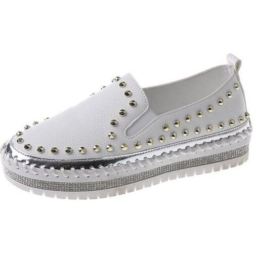 New platform womens platform shoes 2021 fashion flat-bottom rivet women shoes casual sports womens loafers sneakers shoes