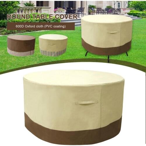 600D Oxford Cloth Waterproof Round Furniture Dust Rain Cover Patio Table Covers For Garden Balcony Camping Outdoor Furniture