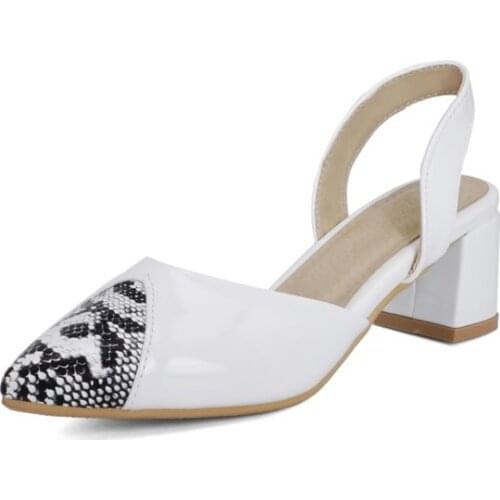 Women Sandals 2021 Brand Elegant Pointed Toe Thick High Heels Ladies Summer Heeled Party Wedding Shoes Plus Size 30-50 T358