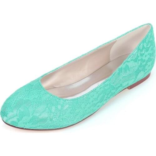 Creativesugar elegant lace rounded toe lady flat shoes bridal wedding party prom flats mint green turquoise lavender ivory white