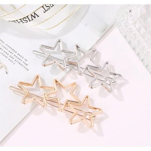 Golden White Stars Hollow Woman Hair Accessories Hair Clips & Pins Geometric Alloy Barrette Girls Headwear