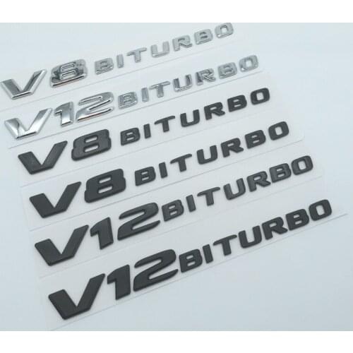 1pcs ABS new style V8 BITURBO V12 BITURBO car Letter Rear trunk Decals Emblem badge sticker Decal Car styling