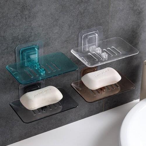 1pc Single Layers Portable Soap Dish Suction Cup Wall Soap Holder Hanging Stand Rack Home Kitchen Tools Bathroom Accessories