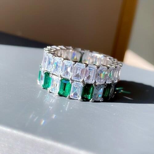 100% 925 Sterling Silver Emerald Gemstone Rings For Women Anniversary Party Fine Jewelry Wholesale