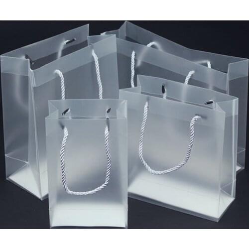 100pcs high quality waterproof transparent PVC bag Transparent gift tote bag PVC plastic bags for party wedding supply