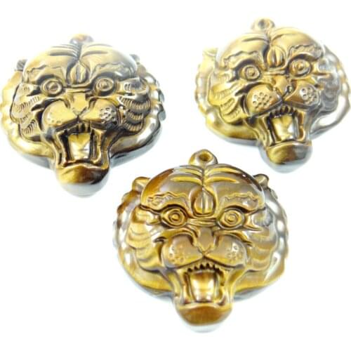 Natural Gem Stone tiger eye tiger stone Tiger head pendant for diy Jewelry making necklace Accessories pendants Charm Gift 3PCS