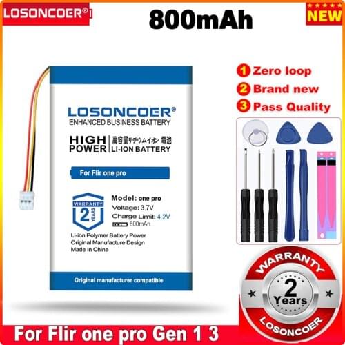 LOSONCOER 0 Cycle 100% New 800mAh Battery for Flir one pro Gen 1 3 Thermal Imaging Camera Batteries