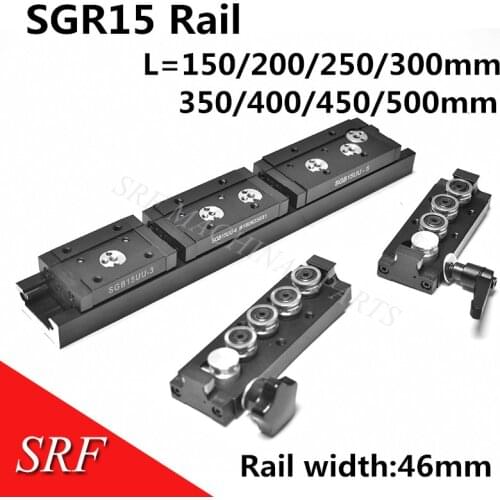 Aluminum Square Roller Linear Guide Rail 1pcs SGR15 L=150/200/250/300/350/400/450/500mm +1pcsslide block SGB15