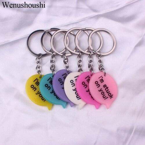 2.9*3.9cm i'm stuck on you english letter key ring men trendy personality heart keyring for women birthday gifts accessories