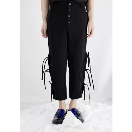 Rockmore Black Gothic Oversized Cargo Pants Women Pockets Loose Buckle High Waist Streetwear Trouser Casual Wide Leg Pant Femme