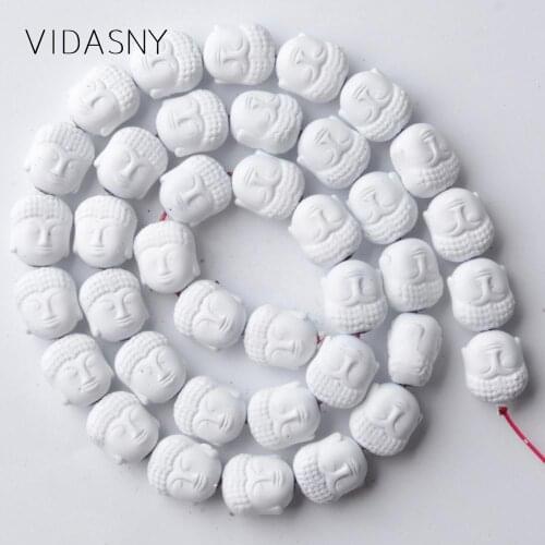 Natural Stone Beads White Buddha Head Nanotech Rubber Hematite Minerals Beads For Jewelry Making 10*9mm Diy Bracelets 15'Strand