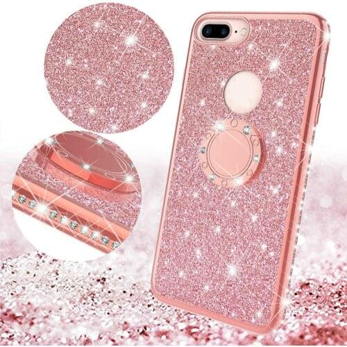 Luxury TPU Mobile Cover With Diamond Ring Holder Phone Case For iPhone X XR XS MAX Ring Holder Phone Case For 12 11 Pro Max Case