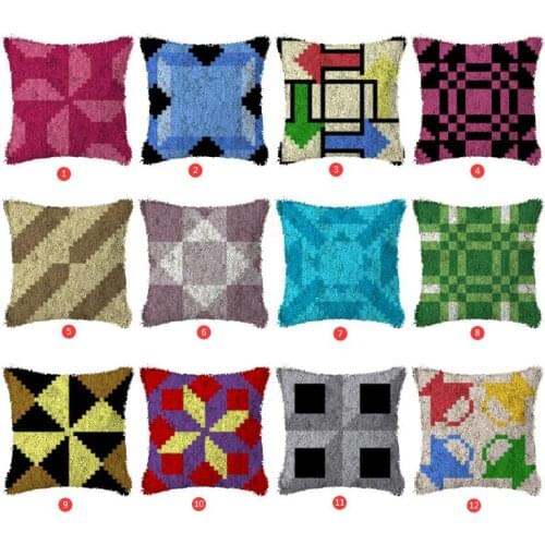 Color square Embroidery Pillow Knoop Pakket Needlework Set Latch Hook Cushion Button Package Decor
