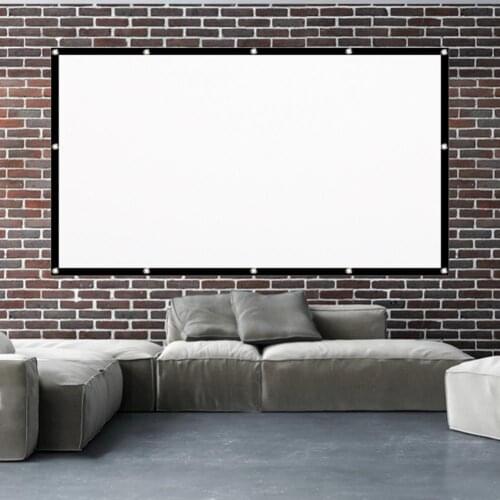 Bluelans H60C Projector Screen Thick Simple Design Polyester 60 Inch 16:9 Foldable Projection Curtain for Movie