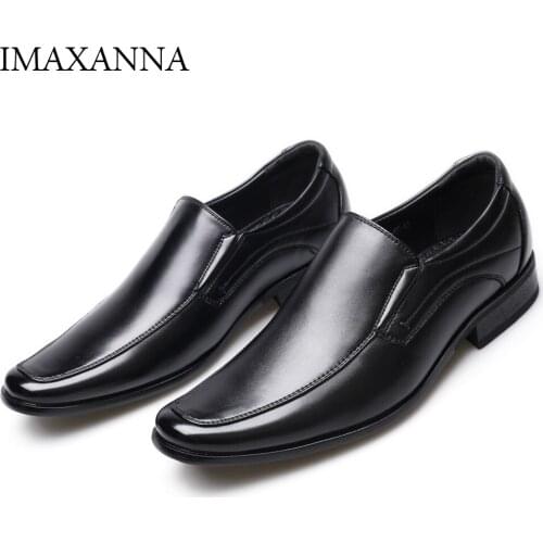 IMAXANNA Men Shoes Leather Loafers For Men Luxury Brand Designer Shoes Loafer Square Head Men Leather Dress Shoes Oversize 39-47
