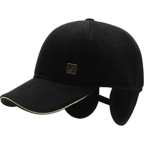 Snapback Cap New Winter Mens Thicken Warm Baseball Caps Earmuffs Hat Adjustable Size Casual Sports Cap Male Bone Dad Winter Hat