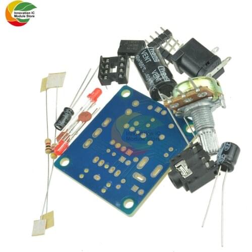 LM386 Mini Amplifier Board DIY Kit 3V-12V Power Amplifier Suit Variable Resistor DIP8 IC LED Audio Capacitor DC005 Byond TDA2030