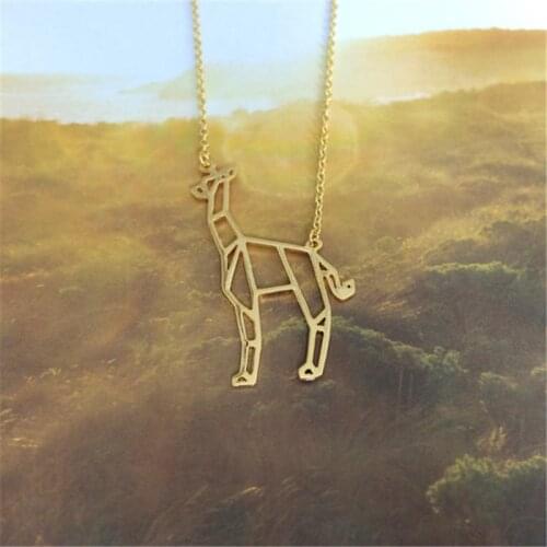 Fashion cute Origami Giraffe Pendant Choker Necklace for women girls Animal pet Trendy delicate charm Christmas gift Jewelry