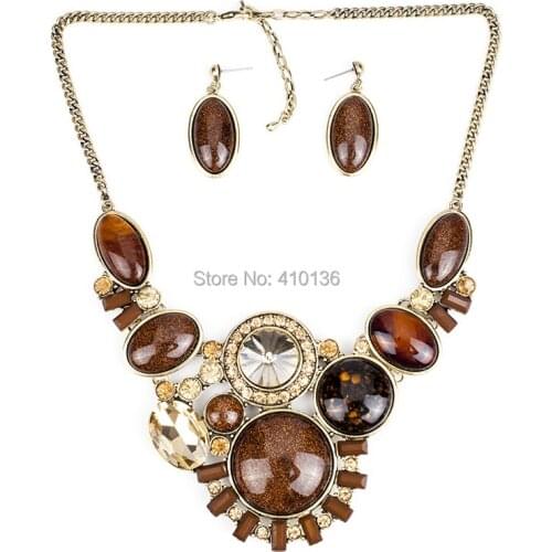 MS18027 Fashion 4 Colors Brand Jewelry Sets Resin Unique Spark Design Necklace Sets High Quality Wedding Jewelry