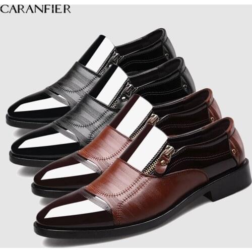 CARANFIER 2 Pair Italian Black Formal Shoes Men Loafers Wedding Dress Shoes Patent Leather Oxford Shoes for Mens Leather Shoes