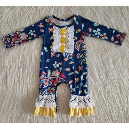 2020 New Lovely Romper Jumpsuit Newborn Infant Little Baby Girls Lace Design Flower Printed Boutique Summer Clothes Oufits