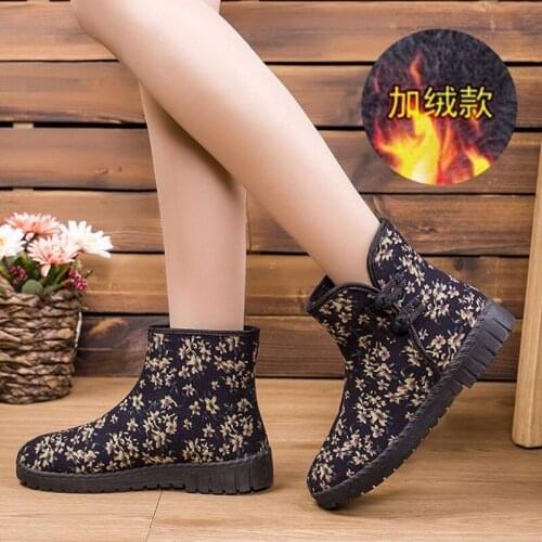 New Women Boots High Quality cotton Winter Boots Shoes Woman Keep Warm Small floral Snow Boots Botas mujer O6-58