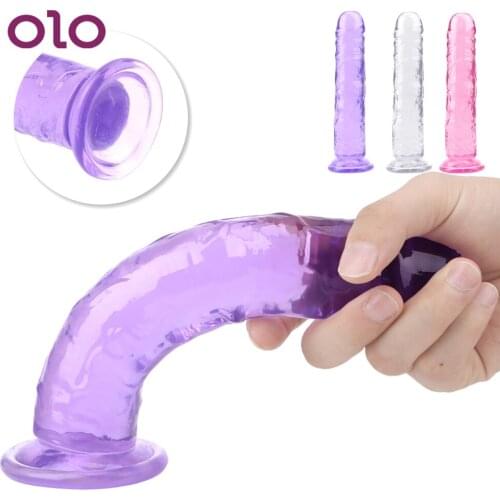 OLO Soft Jelly Dildo G-spot Orgasm Realistic Penis Strong Suction Cup Dick Toy for Adult Anal Butt Plug Sex Toys for Woman