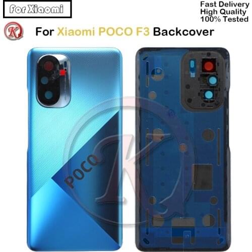 Original For Xiaomi POCO F3 Back Glass Battery Cover Panel Rear Door Housing Case With Camera Lens M2012K11AG Replacement Parts