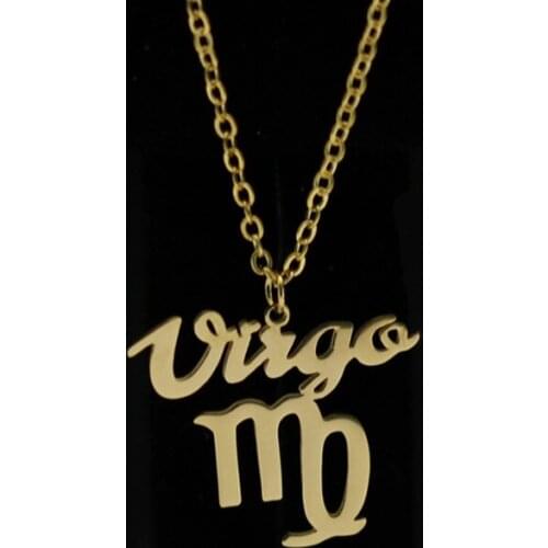 Letter Virgo Stainless Steel Zodiac Necklace Sign Constellation Signs Pendant Necklaces For Women 12 Constellation Jewelry