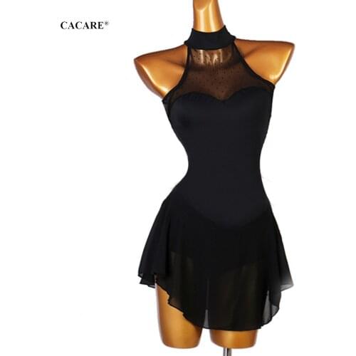 CACARE Figure Skating Dress Women Girls Customize Competition Ice Skating Dresses Latin Dance Costumes D0881 Backless Black