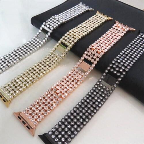 For Apple Watch Band Series 6/5/4/3/2/SE Girls/Women Starry Diamond Fashion Strap Metal Bracelet for iWatch 40/44mm 38/42mm Belt