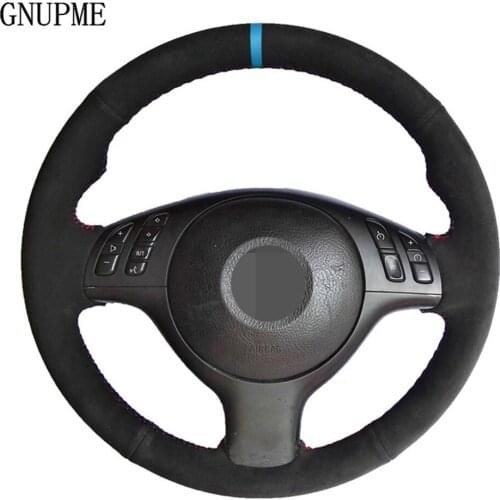 Hand-stitched Black Suede Car Steering Wheel Cover For BMW M Sport 3 Series E46 330i 330Ci 5 Series E39 540i 525i 530i M3 M5