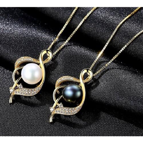 S925 Sterling Silver Freshwater Pearl Necklace Silver Ladys Gold Pendant Micro-Set AAA Zircon Jewelry