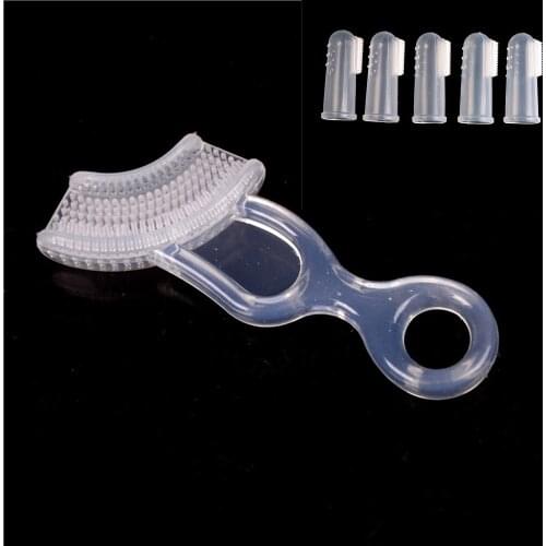 2/5Pcs Baby Finger Toothbrush Silicon Children Teeth Clear Soft Silicone Infant Tooth Brush Rubber Cleaning Baby Brush