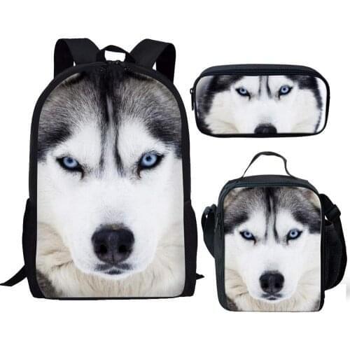 Children School Bags For Kids Boys Girls Cute Husky Dog 3D Print School Bag Schoolbag Teenager Shoulder Book Bag Mochila Escolar