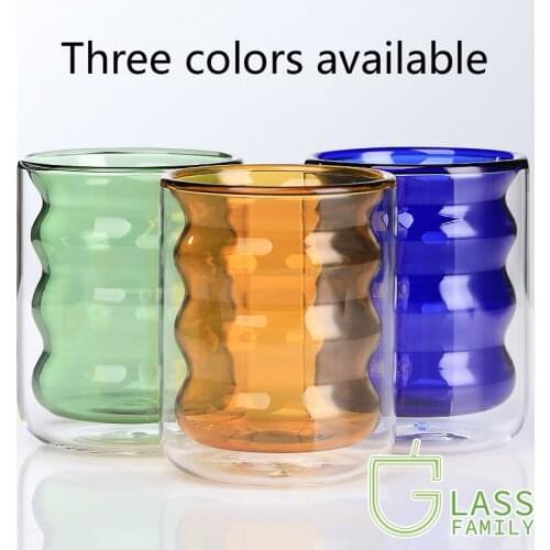 GF Double Walled Glass Coffee Cup Multicolor Tumblers Heat-resistant Drinking Glasses for Water Beverage Juice Wine Glasses