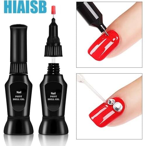 Nail Rhinestone Glue Pen With Brush&Pinhole Resin Polishing Adhesive Resin Crystal Polish Decoration Art UV Glue Diamond 10ml