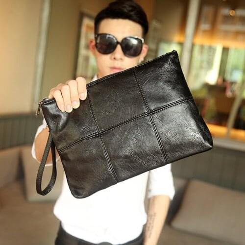 Super Soft Leather PU Men Clutch Bag Simple Business Large Capacity Wristlets Handy Wallet Male Day Clutches Male Messenger Bag