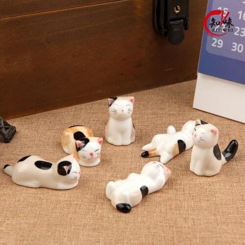 6pcs/lot creative ceramic chopsticks rack lucky cat Home table pads