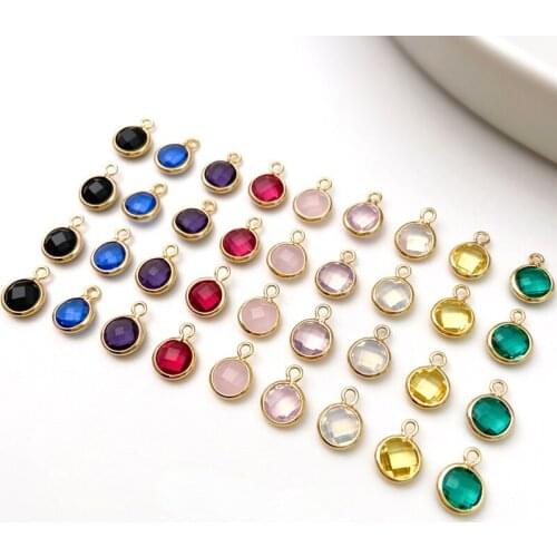 Gold-clad stained glass crystal pendant homemade bracelet ornaments diy earrings accessories necklace jewelry materials