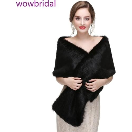WOWBRIDAL Warm Faux Fur Winter Bridal Cape Wedding Cloaks Party Wraps Jacket Wrap Boleros De Encaje Boleros De Mujer