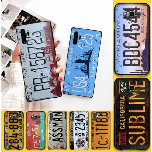YJZFDYRM USA NEW YORK 125 Signs Car Number Black Phone Case For Samsung Note 7 8 9 10 Lite Plus Galaxy J7 J8 J6 Plus 2018 Prime