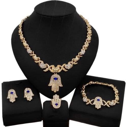 Yulaili 2021 Exquisite and Wonderful Palm Shaped XO Jewellery Set and Pakistan Woman Fashion Jewelry Gift Jewelry Sets Wholesale