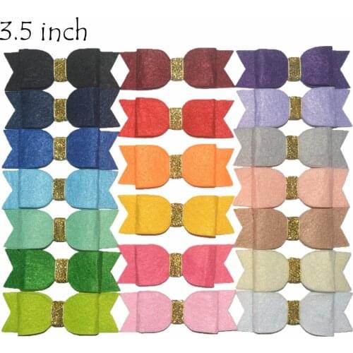 100 pcs/lot, Felt bows Hair Accessories No Clips , 3.5" DIY Felt Hair Bows