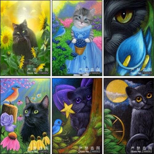 5d DIY Diamond Painting Animal Stickers Decorative Painting Rhinestone Full Cross Stitch Diamond Mosaic Diamond Embroidery Cat