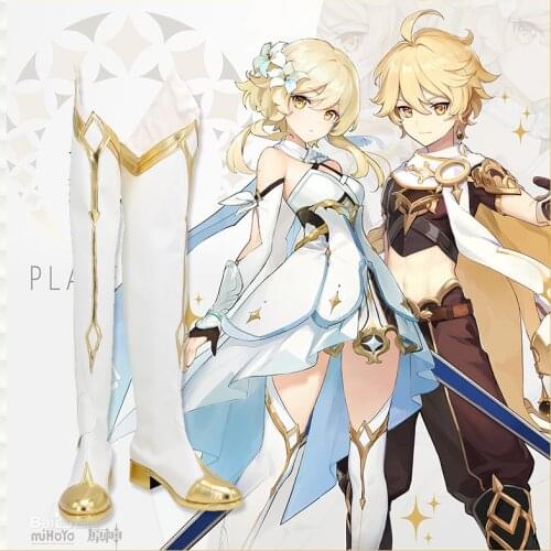 Anime Genshin Impact Traveler Cosplay Shoes Boots Halloween Costumes Accessory Custom Made