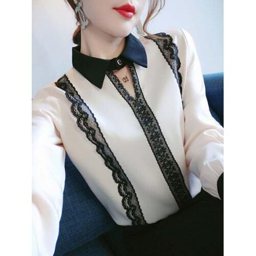 Blouse Women Autumn 2020 Square Collar Lace Top Womens Long Sleeve Chiffon Shirt Blusas Ropa De Mujer
