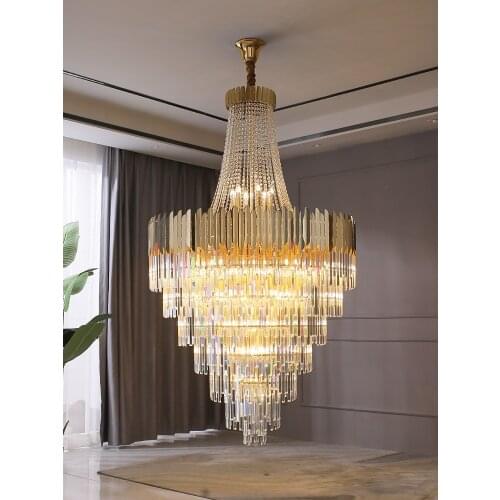 Large crystal chandelier gold luxury villa living room decoration LED chandelier